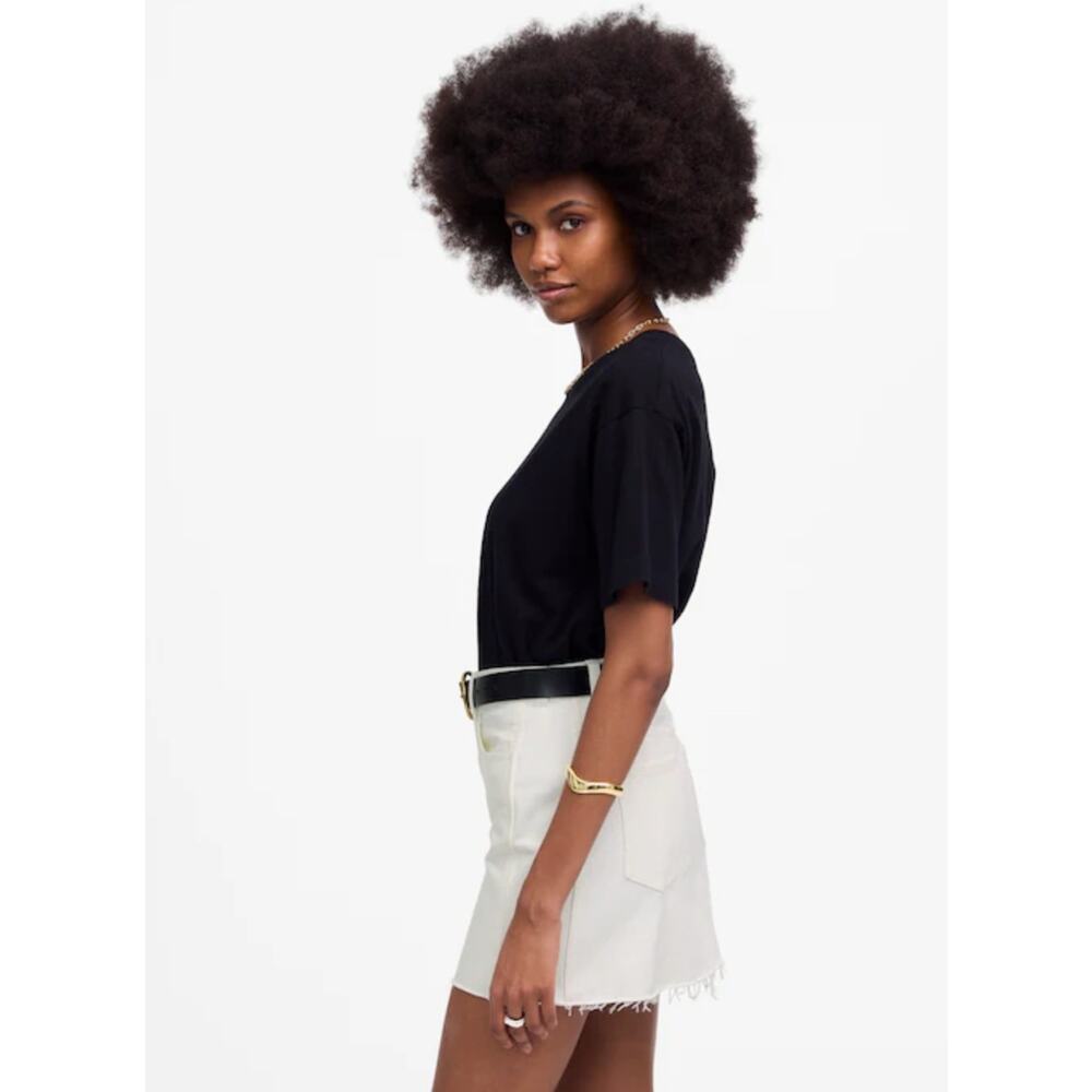 NWT Madewell Raw-Hem Mini Skirt in Pure White Size 29 - Picture 2 of 6